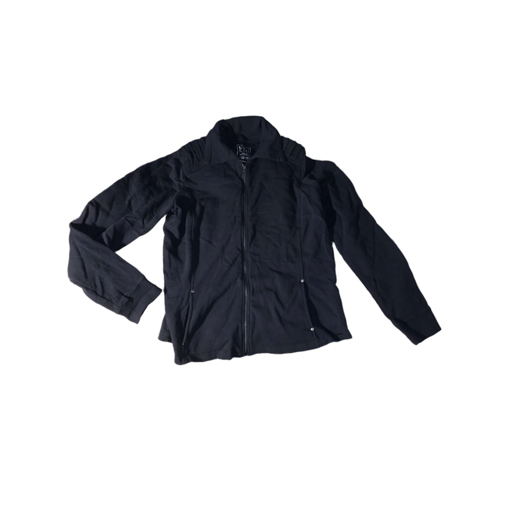 Women's FDJ Black Zip Front Funnel Neck Cardigan M